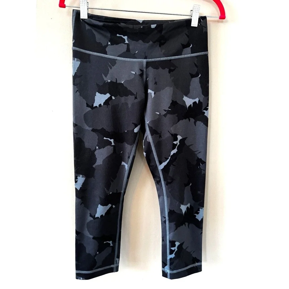 Lululemon‎ Wunder Under Crop Leggings Gray Navy Camo High Rise Yoga Pants